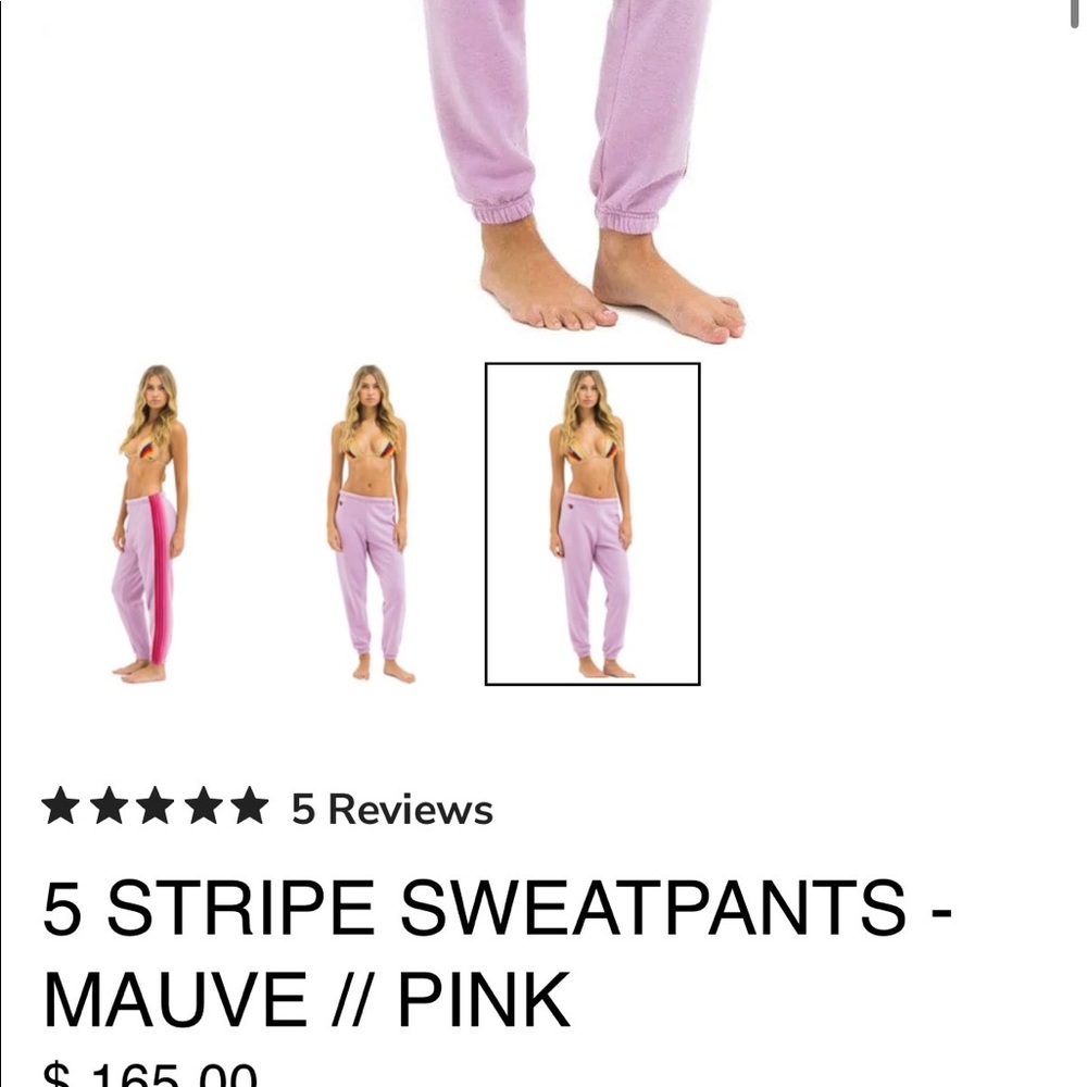 Aviator Nation 5 Stripe Sweatpants - Mauve - Picture 6 of 6